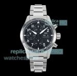 BLS Swiss Clone IWC Pilot's Performance Chronograph 41 AMG Black Face Steel Watch 